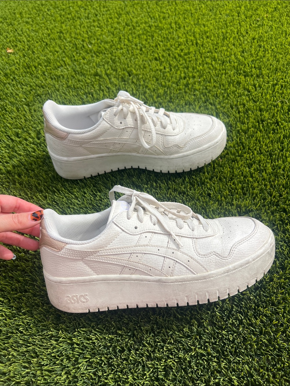 Asics white platform sneaker
